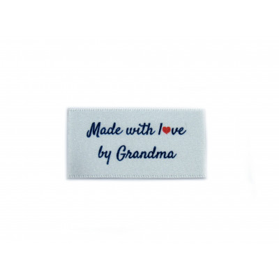 Made with love by Grandma labels large flat - 16, 32 or 48 pack (four ribbon colours)