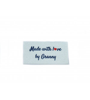 Made with love by Granny labels large flat - 16, 32 or 48 pack (four ribbon colours)