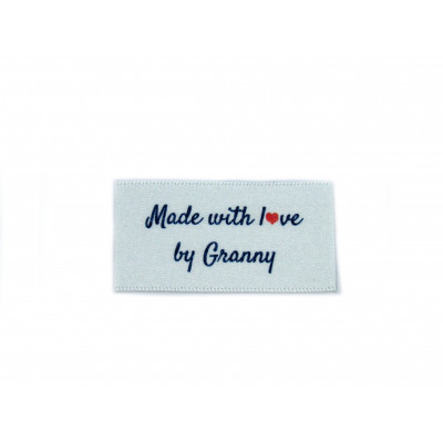 Made with love by Granny labels large flat - 16, 32 or 48 pack (four ribbon colours)