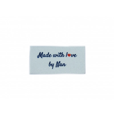 Made with love by Nan labels large flat - 16, 32 or 48 pack (four ribbon colours)