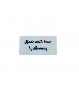 Made with love by Mummy labels large flat - 16, 32 or 48 pack (four ribbon colours)