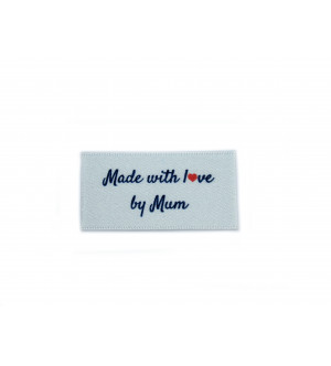 Made with love by Mum labels large flat - 16, 32 or 48 pack (four ribbon colours)