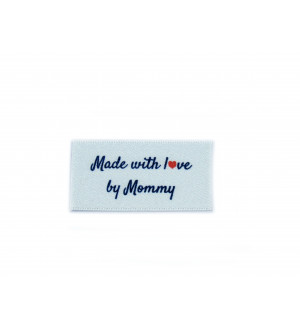 Made with love by Mommy labels large flat - 16, 32 or 48 pack (four ribbon colours)