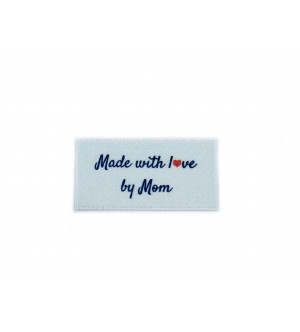 Made with love by Mom labels large flat - 16, 32 or 48 pack (four ribbon colours)