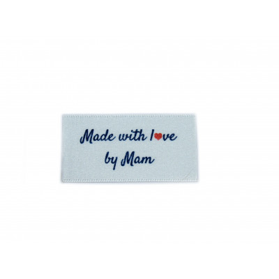 Made with love by Mam labels large flat - 16, 32 or 48 pack (four ribbon colours)