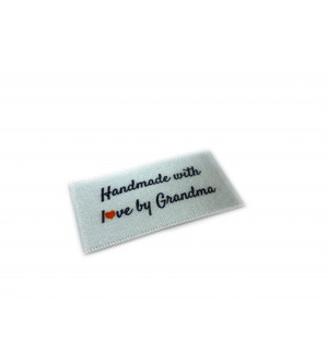 Handmade with love by Grandma labels large flat - 16, 32 or 48 pack (four ribbon colours)