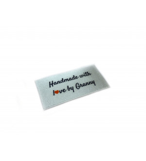 Handmade with love by Granny labels large flat - 16, 32 or 48 pack (four ribbon colours)