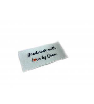 Handmade with love by Gran labels large flat - 16, 32 or 48 pack (four ribbon colours)