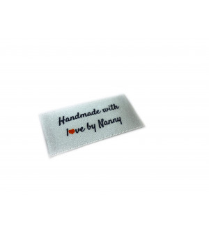 Handmade with love by Nanny labels large flat - 16, 32 or 48 pack (four ribbon colours)