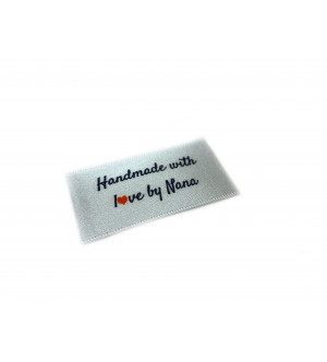 Handmade with love by Nana labels large flat - 16, 32 or 48 pack (four ribbon colours)