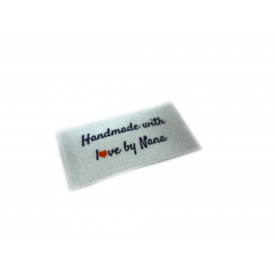 Handmade with love by Nana labels large flat - 16, 32 or 48 pack (four ribbon colours)