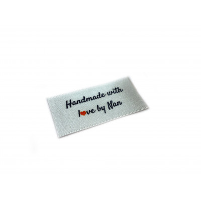 Handmade with love by Nan labels large flat - 16, 32 or 48 pack (four ribbon colours)