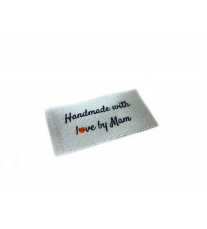 Handmade with love by Mam labels large flat - 16, 32 or 48 pack (four ribbon colours)