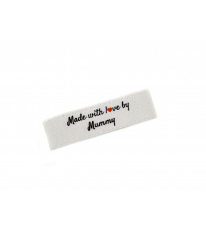 Made with love by Mummy labels small flat  - 40 Pack (four ribbon colours)