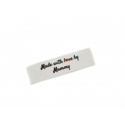 Made with love by Mummy labels small flat  - 40 Pack (four ribbon colours)