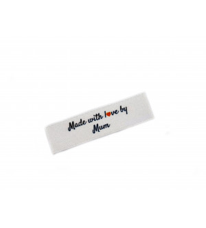 Made with love by Mum labels small flat  - 40 Pack (four ribbon colours)