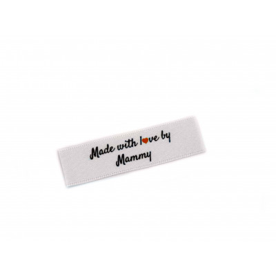 Made with love by Mammy labels small flat  - 40 Pack (four ribbon colours)