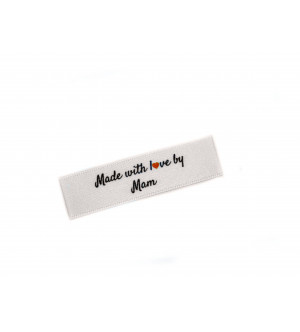 Made with love by Mam labels small flat  - 40 Pack (four ribbon colours)