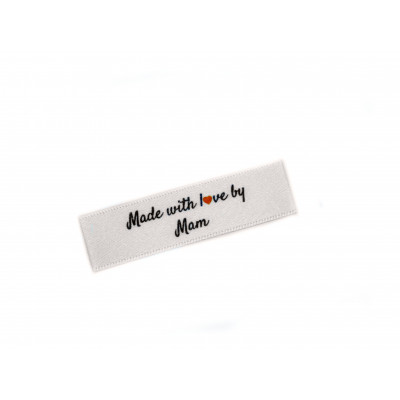 Made with love by Mam labels small flat  - 40 Pack (four ribbon colours)