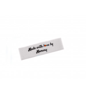 Made with love by Mommy labels small flat  - 40 Pack (four ribbon colours)