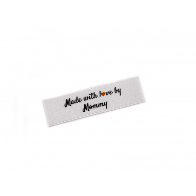 Made with love by Mommy labels small flat  - 40 Pack (four ribbon colours)