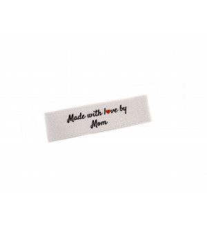 Made with love by Mom labels small flat  - 40 Pack (four ribbon colours)