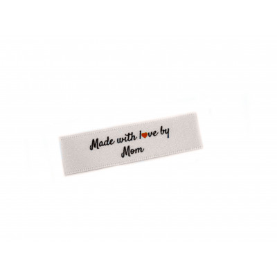 Made with love by Mom labels small flat  - 40 Pack (four ribbon colours)
