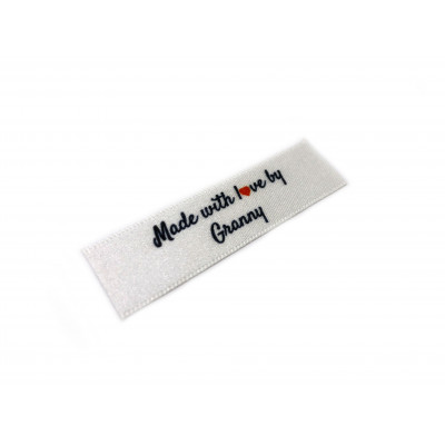 Made with love by Granny labels small flat  - 40 Pack (four ribbon colours)