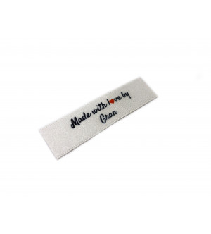 Made with love by Gran labels small flat - 40 pack (four ribbon colours)