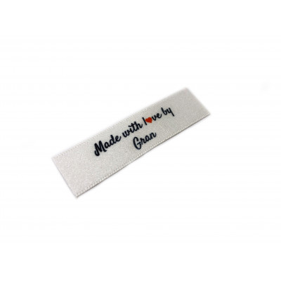 Made with love by Gran labels small flat - 40 pack (four ribbon colours)