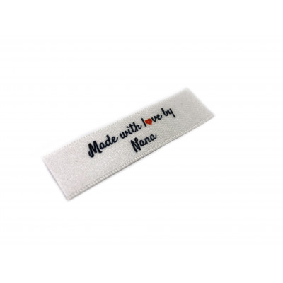 Made with love by Nana labels small flat - 40 pack (four ribbon colours)