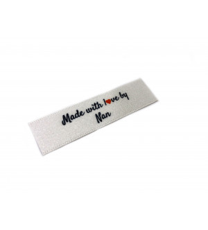 Made with love by Nan labels small flat  - 40 pack (four ribbon colours)
