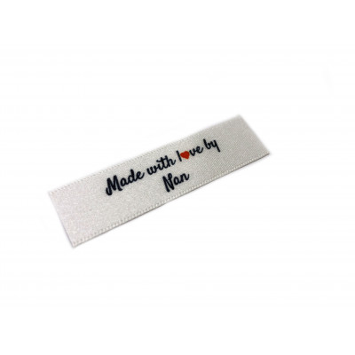 Made with love by Nan labels small flat  - 40 pack (four ribbon colours)