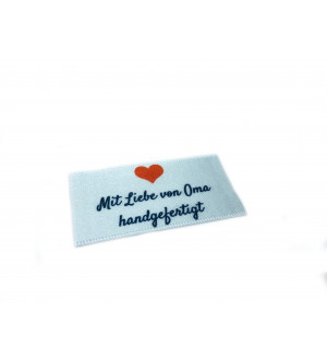 Mit Liebe handgefertigt von Oma-Labels - 16, 32 or 48 pack (four ribbon colours)