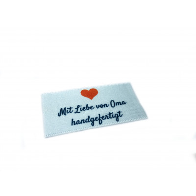 Mit Liebe handgefertigt von Oma-Labels - 16, 32 or 48 pack (four ribbon colours)