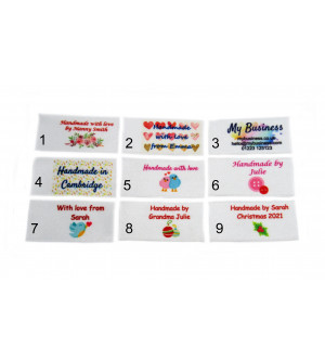 Handmade with love labels (9 assorted designs 25x40mm Flat)