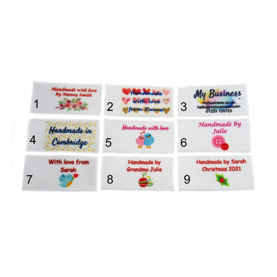 Handmade with love labels (9 assorted designs 25x40mm Flat)