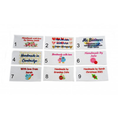 Handmade with love labels large flat (9 assorted handmade designs)