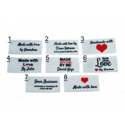 Made with love labels in white (8 designs 25x40mm Flat)