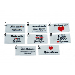 Made with love labels large fold in white (8 designs)