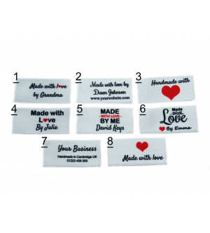 Made with love labels in white (8 designs 25x40mm Flat)