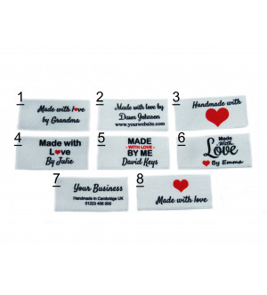 Made with love labels large fold in white (8 designs)