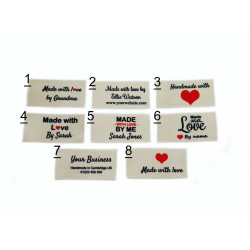 Made with love labels in cream (8 designs 25x40mm Flat)