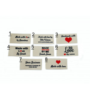 Made with love labels in cream (8 designs 25x40mm Flat)