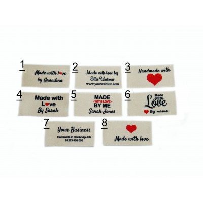 Made with love labels in cream (8 designs 25x40mm Flat)