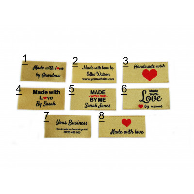 Made with love labels in gold (8 designs 25x40mm Flat)