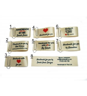Handmade for you labels in cream large fold (8 designs)