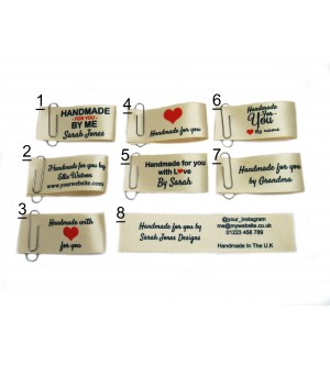 Handmade for you labels in cream (8 designs 25x50mm Fold)