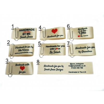 Handmade for you labels in cream (8 designs 25x50mm Fold)