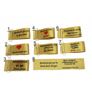 Handmade for you labels in gold (8 designs 25x50mm Fold)